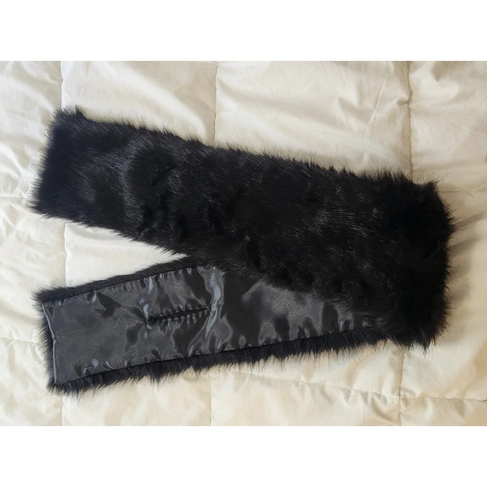 UNREAL FUR Black Faux Fur Scarf/ Collar/ Wrap Australia Designed
